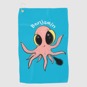 Cute, cheeky baby octopus cartoon golf towel