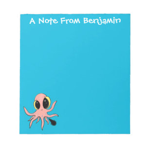 Cute, cheeky baby octopus cartoon notepad