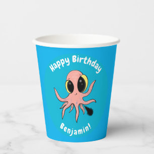 Cute, cheeky baby octopus cartoon paper cups
