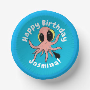 Cute, cheeky baby octopus cartoon paper plate