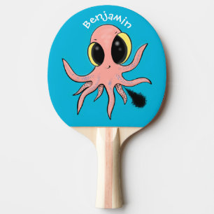 Cute, cheeky baby octopus cartoon ping pong paddle