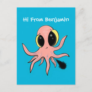 Cute, cheeky baby octopus cartoon postcard