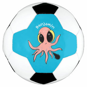 Cute, cheeky baby octopus cartoon soccer ball