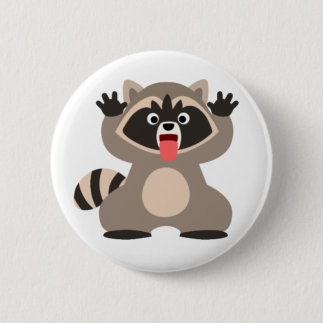 Cute Cheeky Cartoon Racoon 6 Cm Round Badge (Front)