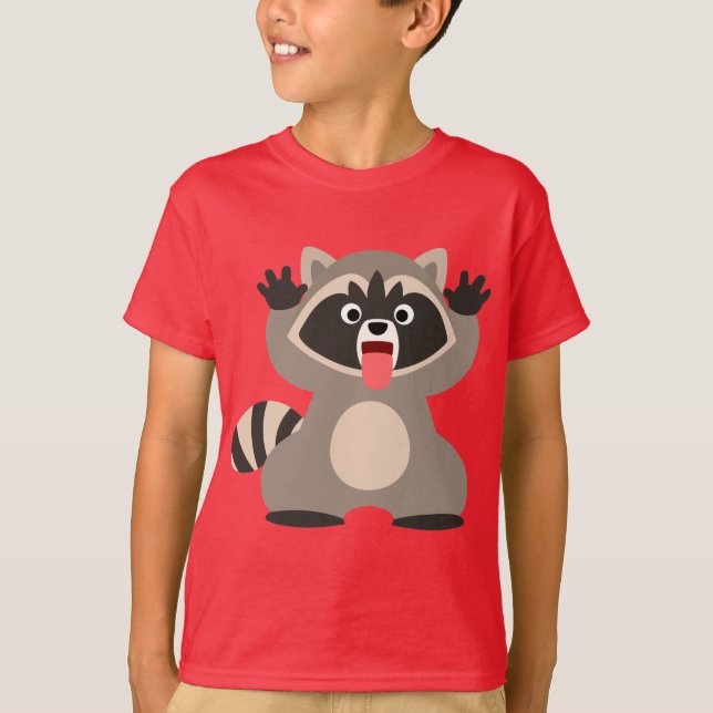 Cute Cheeky Cartoon Racoon Children T-Shirt (Front)
