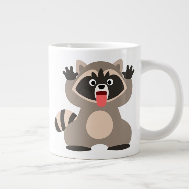 Cute Cheeky Cartoon Racoon Large Coffee Mug (Right)