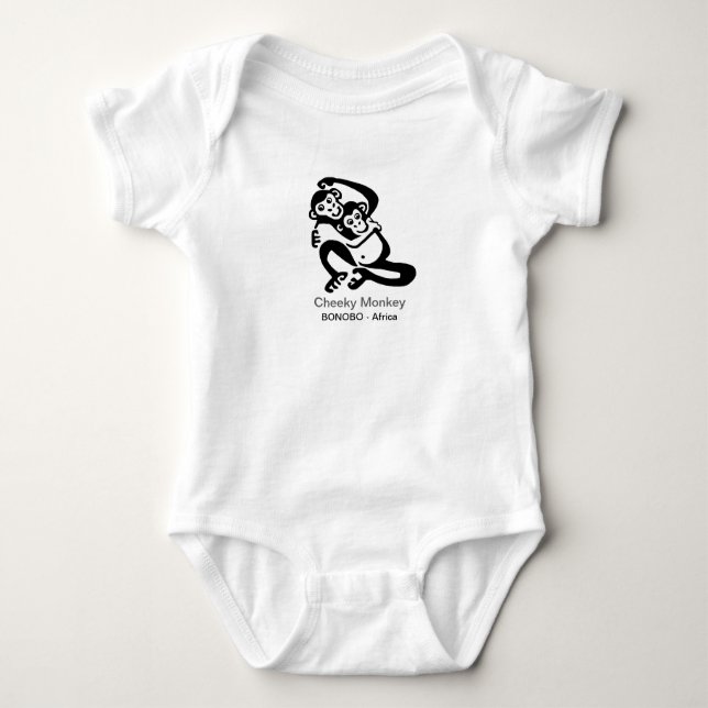 Cute Cheeky monkey - BONOBO- Africa Baby Bodysuit (Front)