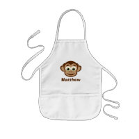 Cute cheeky monkey cartoon custom kid's apron
