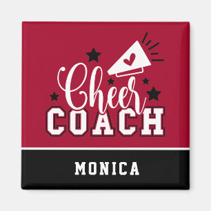 Cute Cheer Coach Personalized Red and Black Magnet