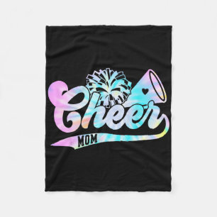Cute Cheer Mum Biggest Fan Cheerleader Tie Dye Pom Fleece Blanket