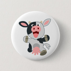 Cute Cheerful Cartoon Cow 6 Cm Round Badge