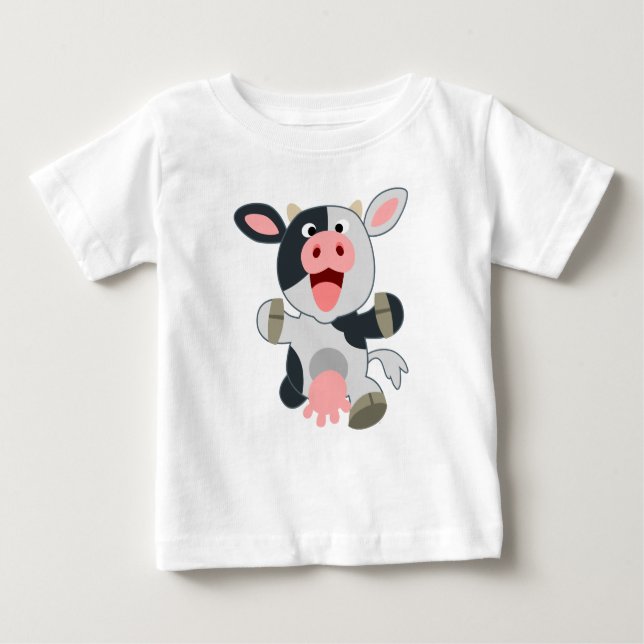Cute Cheerful Cartoon Cow Baby T-shirt (Front)