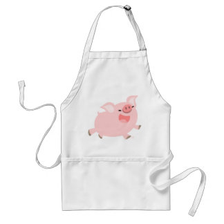Cute Cheerful Cartoon Pig Apron