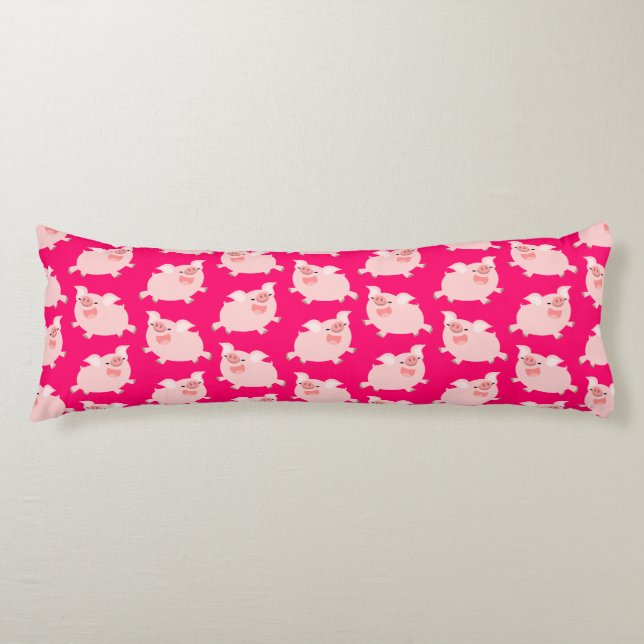 Cute Cheerful Cartoon Pigs Pattern Body Cushion (Front)