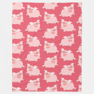 Cute Cheerful Cartoon Pigs Pattern Fleece Blanket