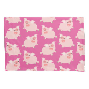 Cute Cheerful Cartoon Pigs Pattern Pillowcase