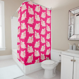 Cute Cheerful Cartoon Pigs Pattern Shower Curtain