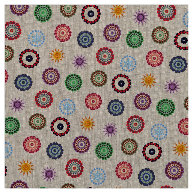 Cute Cheerful Colourful Boho Christmas Pattern Fabric (Swatch)