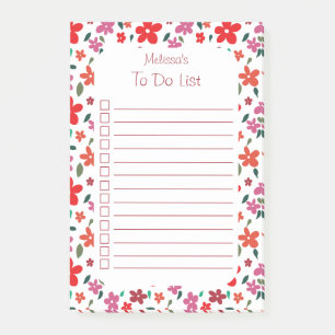 Cute Cheerful Floral To Do List Name Post-it Notes