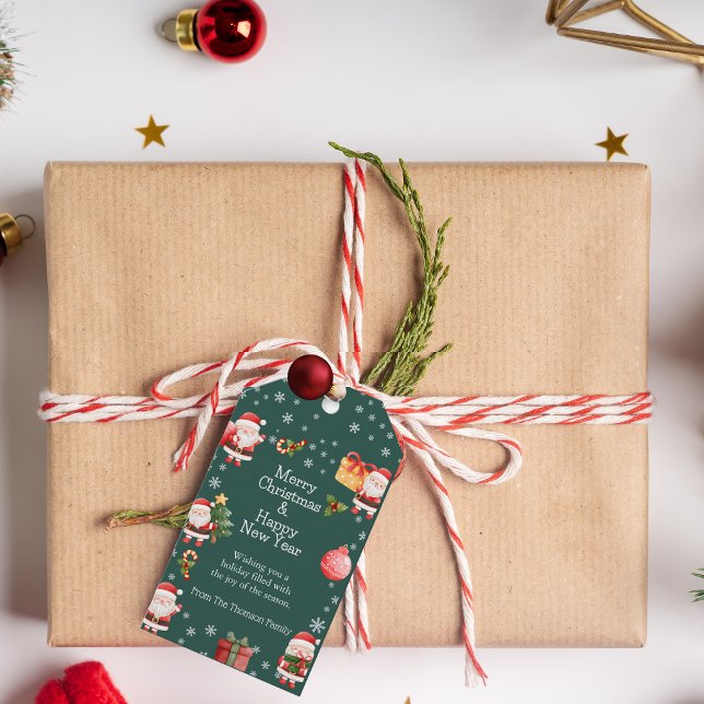 Cute Cheerful Red Santa Claus Gift Tag (Creator Uploaded)