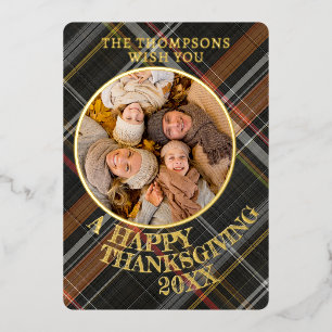 Cute Cheerful Thanksgiving Plaid Pattern Gold