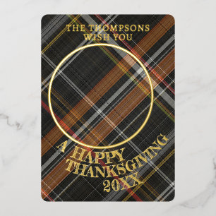 Cute Cheerful Thanksgiving Plaid Pattern Gold