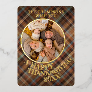 Cute Cheerful Thanksgiving Plaid Pattern Gold