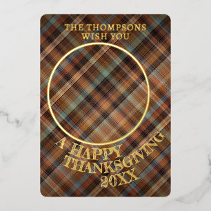 Cute Cheerful Thanksgiving Plaid Pattern Gold
