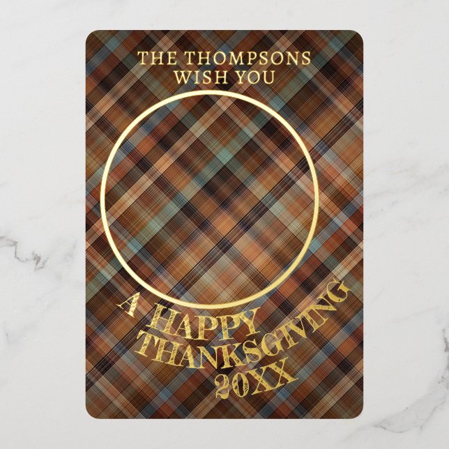 Cute Cheerful Thanksgiving Plaid Pattern Gold (Front)