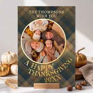 Cute Cheerful Thanksgiving Plaid Pattern Gold