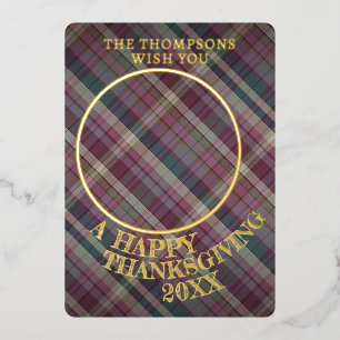 Cute Cheerful Thanksgiving Plaid Pattern Gold