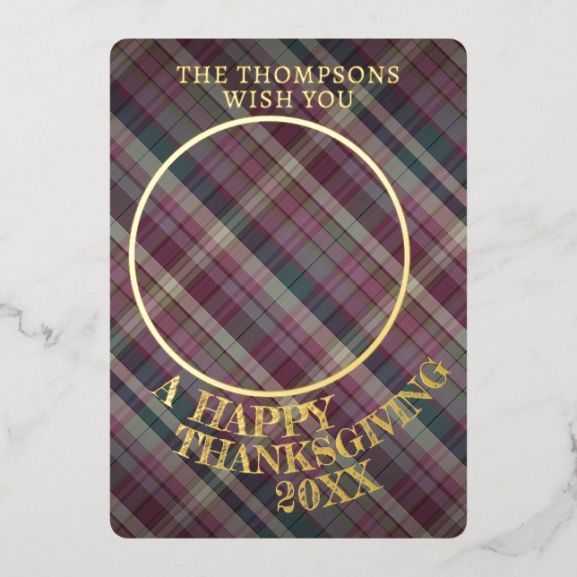Cute Cheerful Thanksgiving Plaid Pattern Gold (Front)