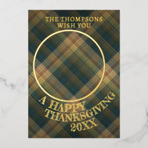 Cute Cheerful Thanksgiving Plaid Pattern Gold