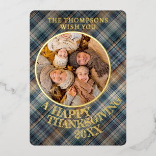 Cute Cheerful Thanksgiving Plaid Pattern Gold
