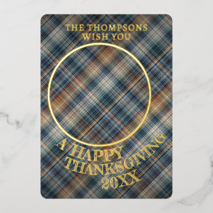 Cute Cheerful Thanksgiving Plaid Pattern Gold