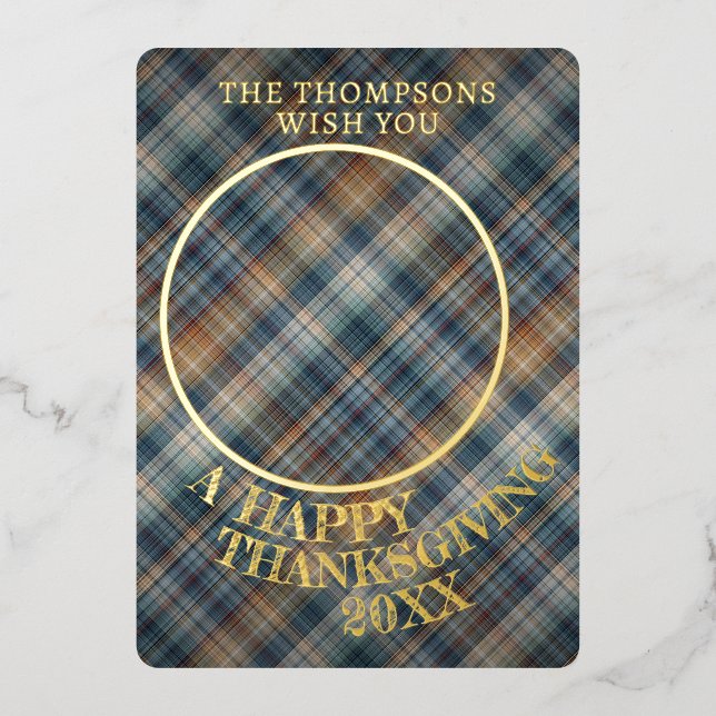 Cute Cheerful Thanksgiving Plaid Pattern Gold (Front)