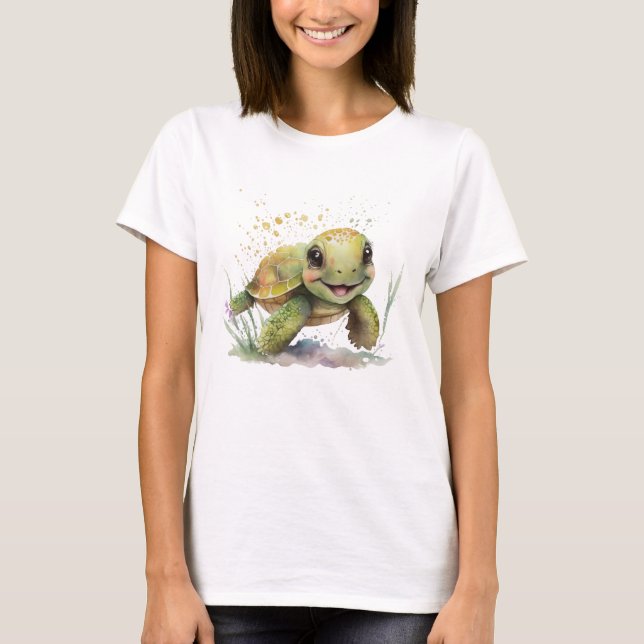 Cute Cheerful Tortoise Women's T-Shirt (Front)