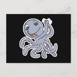 cute cheering octopus postcard