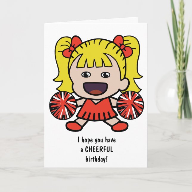 Cute Cheerleader Birthday Card for Girls (Front)