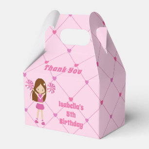 Cute Cheerleader Girl Pink Custom Birthday Party Favour Box