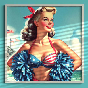 Cute Cheerleader Pin Up Poster