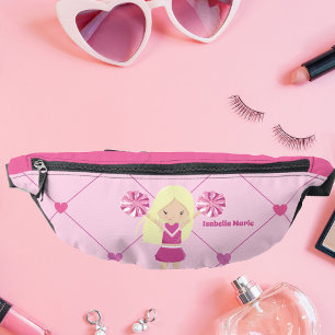 Cute Cheerleader Pink Personalized Blonde Girl Bum Bags