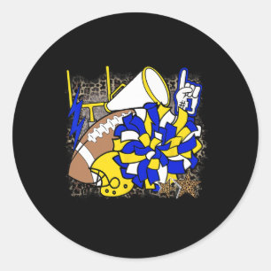 Cute Cheerleading Bows And Pom Poms Game Day Tee Classic Round Sticker