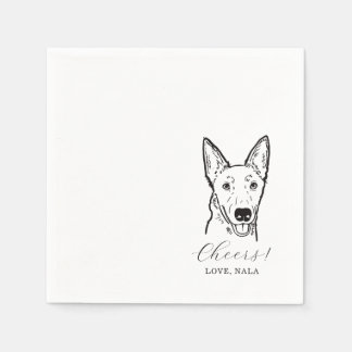 Cute Cheers Pet Face Drawing Dog Sketch Wedding Napkin