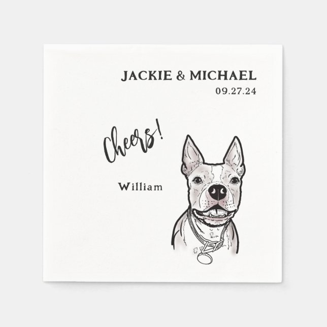 Cute Cheers Pet Name Dog Wedding Reception  Napkin (Front)