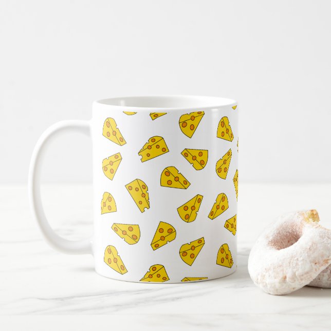 Cute Cheese Pattern Coffee Mug (With Donut)