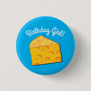 Cute Cheese Wedge Kids 1st Birthday Party 3 Cm Round Badge
