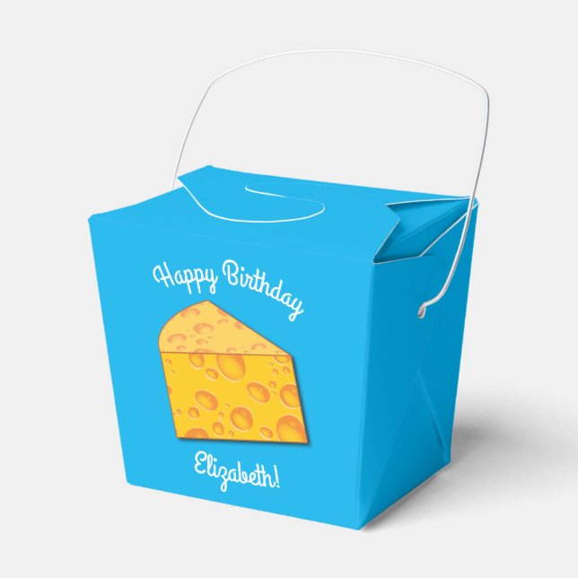 Cute Cheese Wedge Kids 1st Birthday Party Favour Box (Front Side)