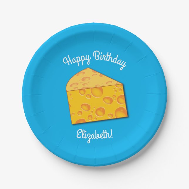 Cute Cheese Wedge Kids 1st Birthday Party Paper Plate (Front)