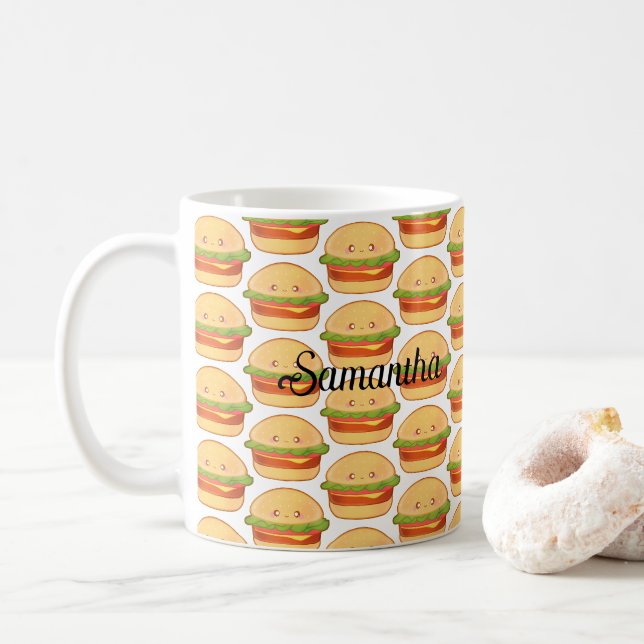 Cute Cheeseburger Coffee Mug (With Donut)